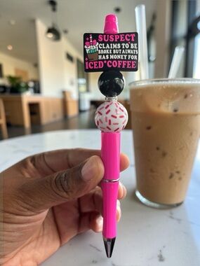 Handcrafted Pink Novelty Iced Coffee Pen